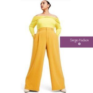 Sergio Hudson High Waist Wide Leg Trousers for Target Yellow Plus Size 3X